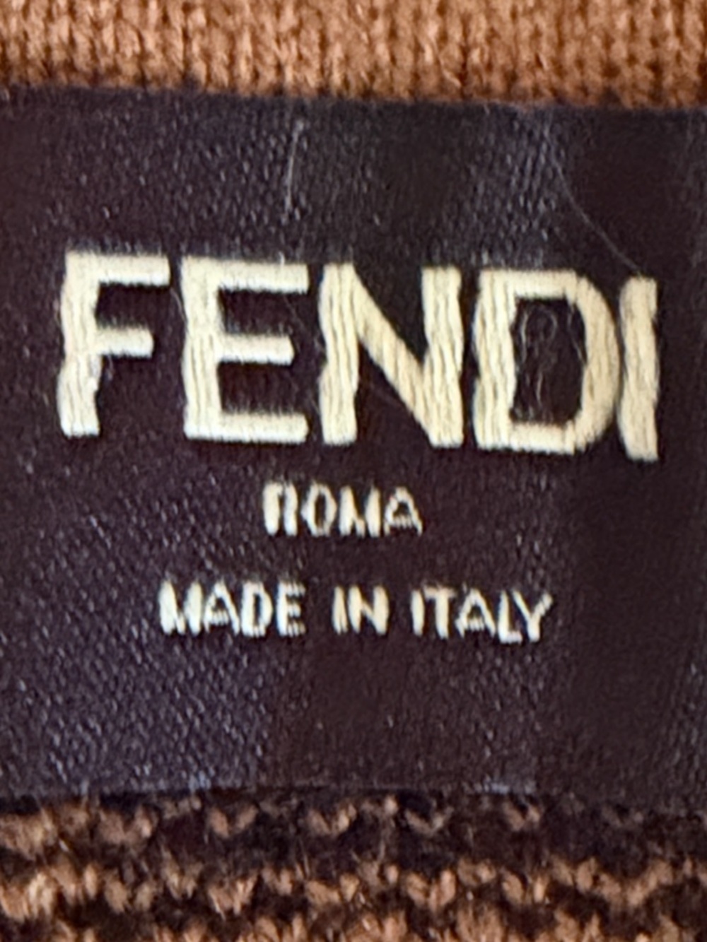 Authentic Fendi Brown & Black FF Logo Knit Dress with Striped Trim size small - Picture 4 of 7